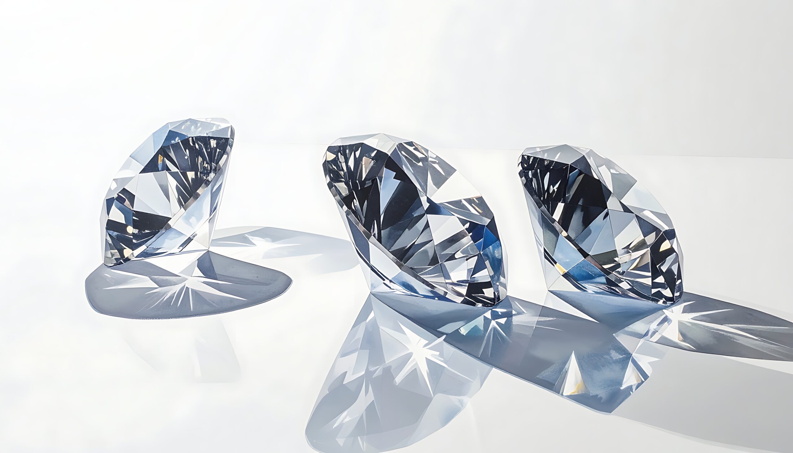 Three large diamonds on white surface